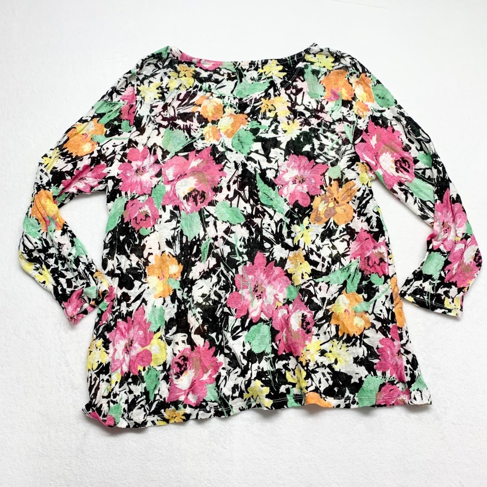 Lauren Ralph Lauren Floral Linen Knit Top Womens Size XL Multi Color Long Sleeve - Picture 10 of 11